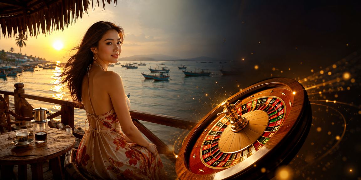 Người chơi thưởng thức cà phê và chơi roulette trực tuyến tại Mũi Né